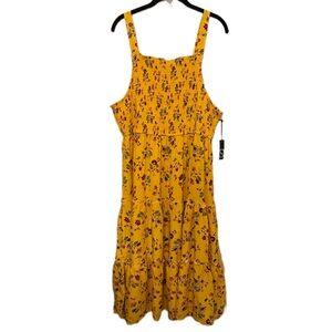 Smocked Yellow Floral Tier Dress
